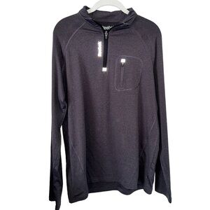 Black Gray Reebok Long Sleeve Quarter Zip Athletic Top Fitness Women’s Medium!